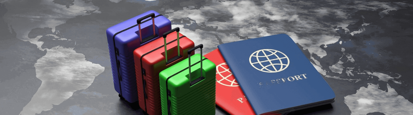 Image of an international passport and luggages
