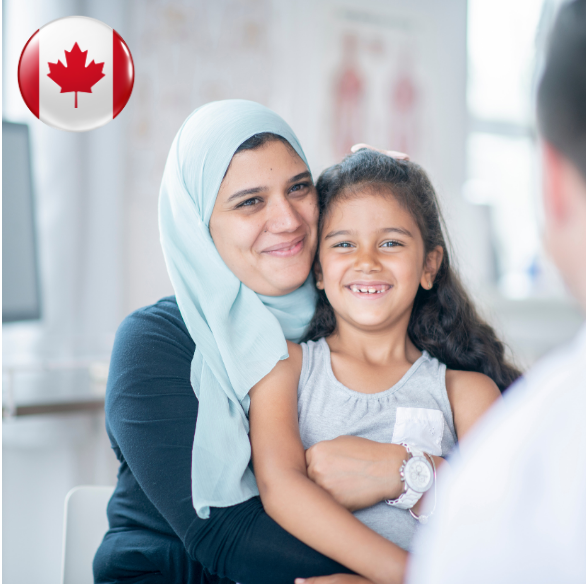 Immigrant mother and daughter in Canada